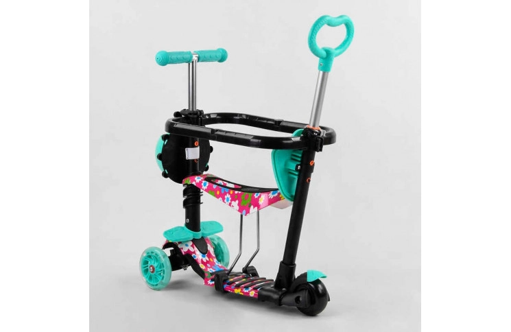 Самокат 5в1 S 1342 (1) Best Scooter, АБСТРАКЦІЯ, із захисним бампером, PU колеса, ПІДСВІЧУВАННЯ КОЛІС, в коробці