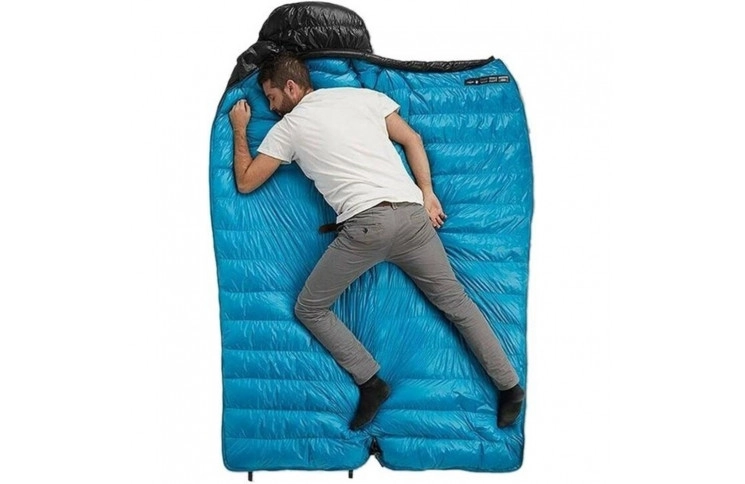 Спальник з натуральним пухом Naturehike CW700 CNK2450WS048, p-р L, чорно-блакитний
