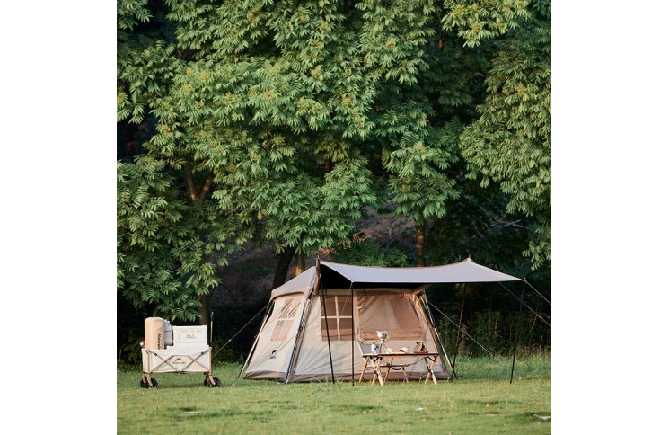 Намет з навісом Naturehike Village CNK2300ZP022, коричневий великий