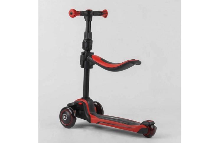 Самокат триколісний Best Scooter JS-10711 з сидінням, алюмінієве кермо, 3 колеса PU зі світлом, d = 12 см